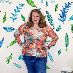 Fruit Loop Explosion Tie Die Knit scoop neck long sleeve top